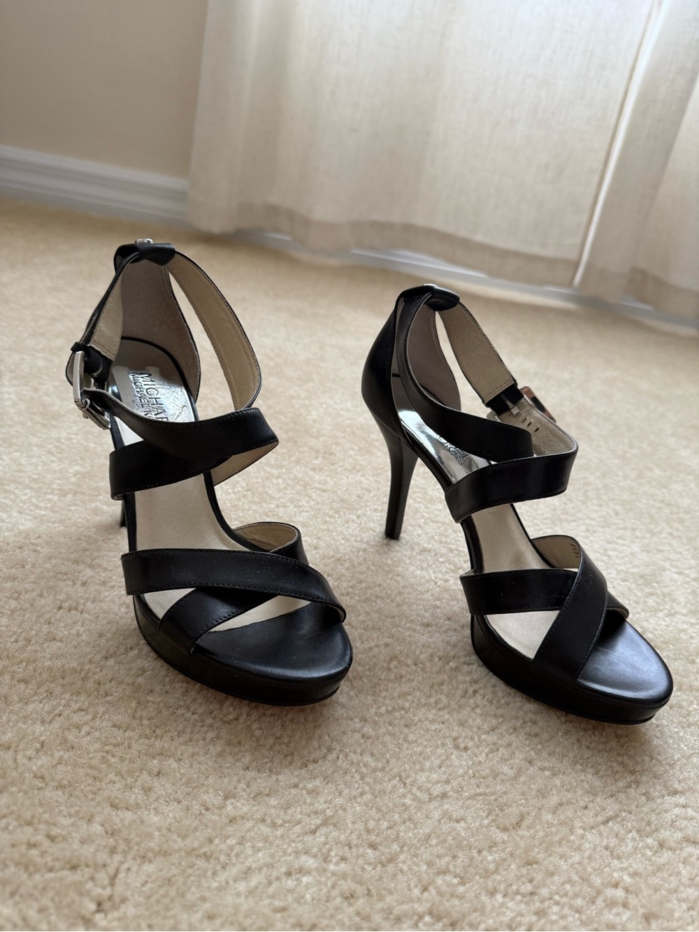 Michael Kors Black Strappy Platform Stiletto Heels Size 6.5